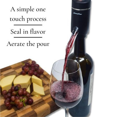 SommPour wine aerator & dispenser with cheeseboard