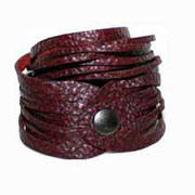 Single Snap Leather Wrap Bracelet - Scarlet