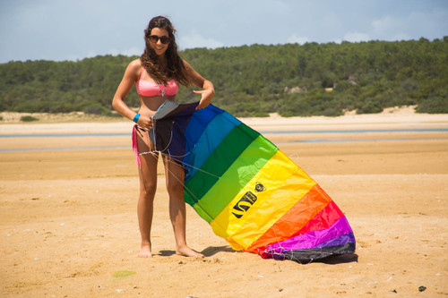 HQ Kites Beach and Fun Calypso II Radical- Beginner Stunt Kite - 43 Inch  Dual - Line Sport Kite, Color: Rainbow - Active Outdoor Fun for Ages 8  Years
