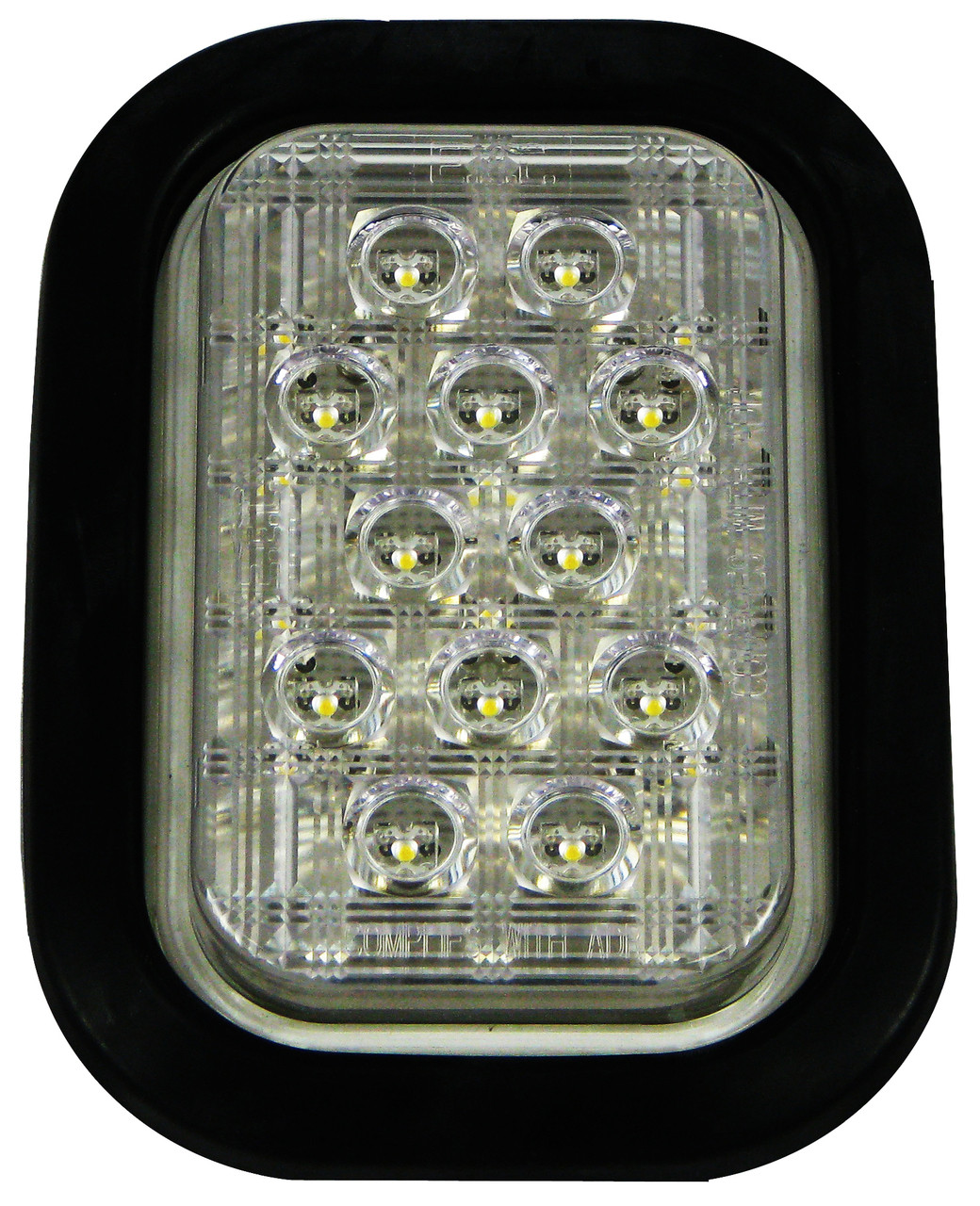 210RV18. BR160W. ROADVISION LED Rear Reverse Light. Rectangle, Clear Lens, Rubber Grommet Mount