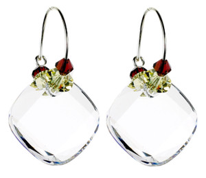 Hoop Earrings with Clear Square - Botanical