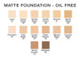 Matte Oil Free Foundation color chart