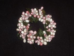 Small 3 inch Micro Beaded Rice Berry Candle Ring - Cream, Rose & Pink