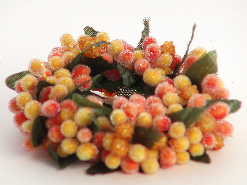 Small 3 Inch Micro Beaded Rice Berry Candle Ring Orange Yellow Over The Moon Ribbons