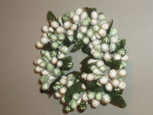 Small 3 inch Micro  Beaded Rice Berry Candle Ring - Apple Green & Cream