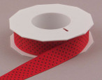  Red w/ Black Swiss Mini Dots Ribbon, 7/8 inch width 