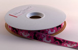 Cats on Pink Ribbon, 5/8 inch, increments of 5 yards or 27-yard roll. 