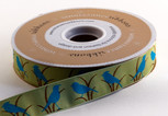 Birdie, jacquard woven Ribbon,  7/8 inch, increments of 5 yards or 27-yard roll. 