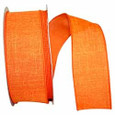 Wired Orange Linen Ribbon, 50 yards, 2 widths