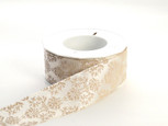Wired Champagne Baroque Floral Ribbon | 1 1/2 inch width | 22 yards