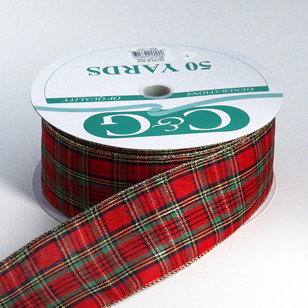 Wired Red Linen Ribbon 50 yards 2 widths