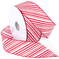 Wired Striped Ribbon - Red | 2 1/2 inch width | 50  yards