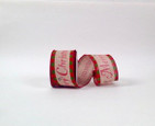 Wired Merry Christmas Linen Ribbon | 2 1/2 Inch Wide | 10 Yards