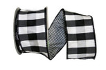 Wired Black Check Ribbon | 2 1/2 Inch Wide | 10 Yards