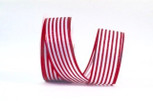 Glinton Sparkle Red And White Stripe Ribbon |2 Widths | 50 Yards 