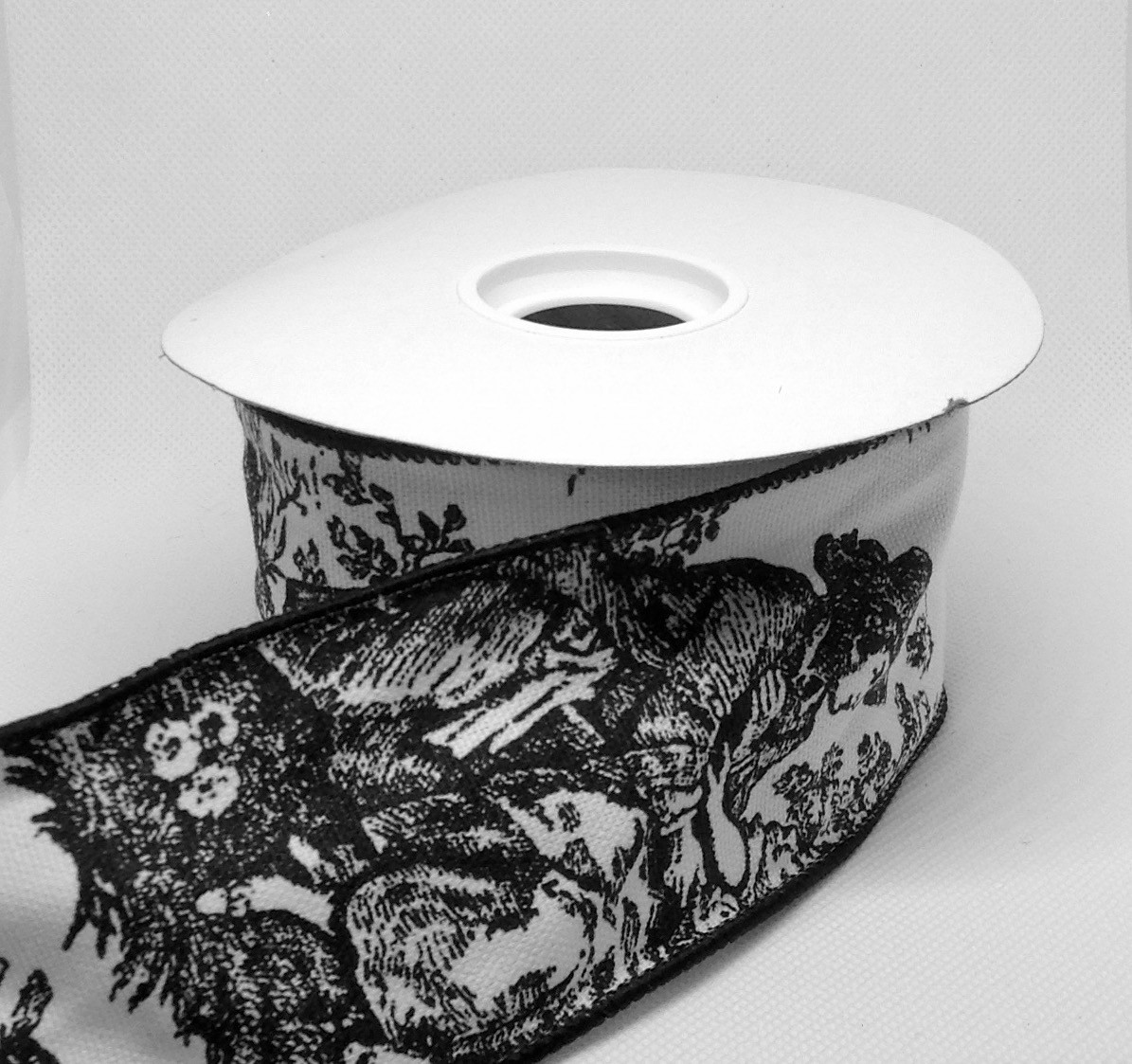 Toile, Black on White Ribbon, 2-1/2 width, 10-yard roll, wired - Over the  Moon Ribbons