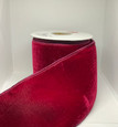 Wired Indoor/Outdoor Scarlet Plush Velvet Ribbon |4 Inch Width | 10 Yards