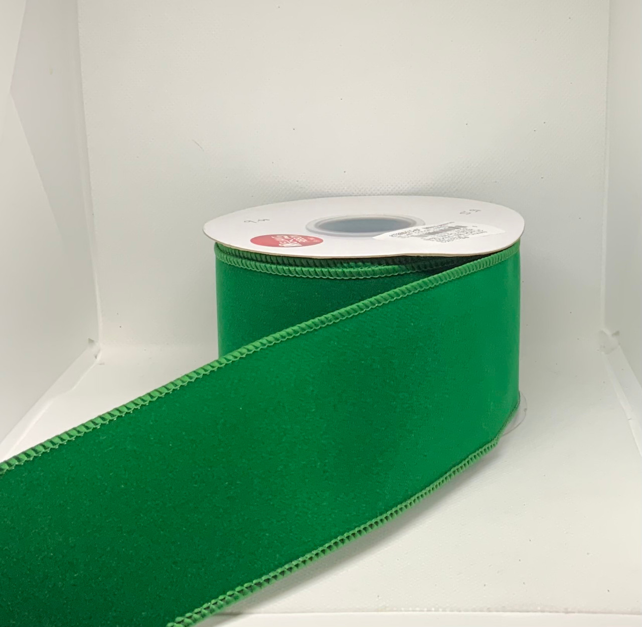 Wired Emerald Green Indoor/Outdoor Velvet Ribbon, 2 1/2 Inches Wide