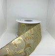 Wired Gilded  Filigree Natural Ribbon | 2.5 Inches Wide | 10 Yards