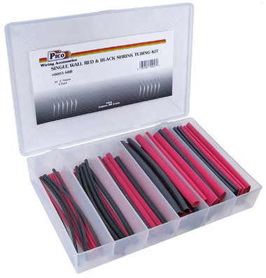 54 Piece Assorted Single Wall Shrink Tube Kit Red and Black