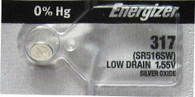Energizer 317 Button Cell Silver Oxide SR516SW Watch Battery 1 Pk