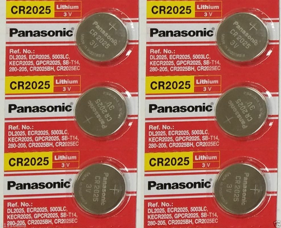 6 Pack -- Panasonic Cr2025 3v Lithium Coin Cell Battery Dl2025 Ecr2025