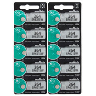 Murata 364 (SR621SW) 1.55V Silver Oxide 0%Hg Mercury Free Watch Battery (10 Batteries), Replaces Sony