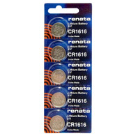 Renata CR1616 Lithium Button Cell  Batteries 5 pk