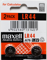 Maxell LR44 Button Cell Alkaline Battery for Calculator / Watch, 2-Pack