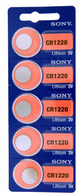 Sony Lithium 3V Batteries Size CR1220 (Pack of 5)