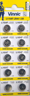 Vinnic LR44 Alkaline Watch Batteries L1154 10pk A76PX AG13