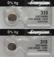 2 Pcs Energizer Silver Oxide 315 SR716SW SR716W Batteries