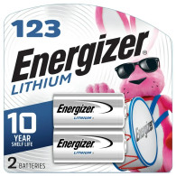 Energizer Lithium CR123A 3V Battery Replaces DL-123 EL123 VL123A - 2 Pack