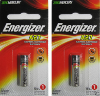 2 Energizer A27 12V Alkaline Batteries