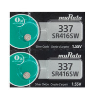 Murata Replaces Sony 337 (SR416SW) 1.55V Silver Oxide 0%Hg Mercury Free Watch Battery (2 Batteries)