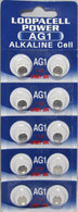 10 Pack LOOPACELL AG1 Alkaline Watch Batteries - SR621, SR621SW, 364, 164