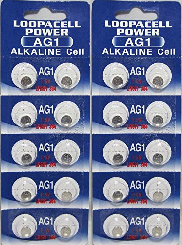 LOOPACELL AG1 LR621 364 Alkaline Watch Batteries X 20 : Health  & Household