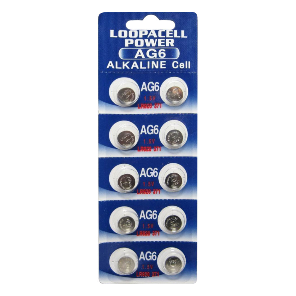10 Pack LOOPACELL AG6 LR920 371 Alkaline Button Cell Battery