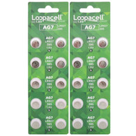 (20) AG7 Button Cell Batteries, AG7 Coin Cell Battery, Alkaline Button Battery, By LOOPACELL