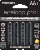Panasonic BK-3HCCA4BA eneloop pro AA High Capacity New Ni-MH Pre-Charged Rechargeable Batteries, 4 Pack