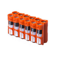 Storacell by Powerpax AA 12 Pack Battery Caddy, Orange - Holds 12 AA Batteries
