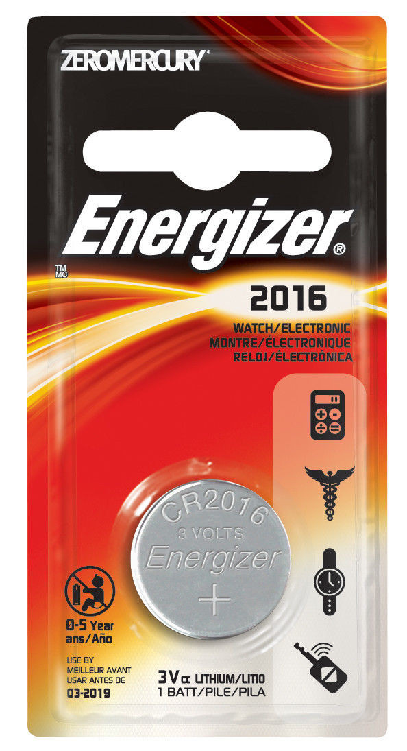 Energizer CR2016 Lithium 3.V Zero Mercury Watch/Electronic Battery