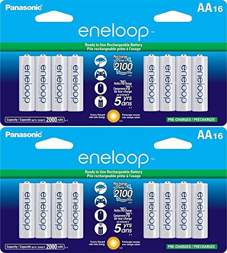 Newest version Panasonic Eneloop 4th generation 32 Pack AA NiMH Pre-Charged  Rechargeable Batteries -PLUS BATTERY HOLDER- Rechargeable 2100 times 