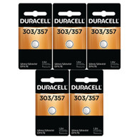 Duracell D303/357 Silver Oxide 1.5V Watch/Electronic 5 Batteries On Card