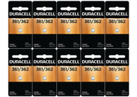 Duracell D361/362 1.5V Silver Oxide Watch/Electronic Button Cell Battery - 10 pk