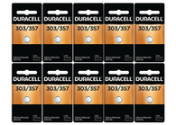 Duracell D303/357 1.5V Silver Oxide Watch/Electronic Button Cell Battery - 10 pk