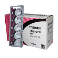 100pk Maxell Silver Oxide Watch Battery SR616SW Low Drain Replaces 321