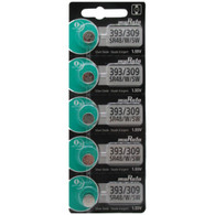 Murata Replaces Sony 393 (SR48W) 1.55V Silver Oxide 0%Hg Mercury Free Watch Battery (5 Batteries)