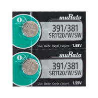 2 Murata 391/381 (SR1120SW SR1120W) Silver Oxide Watch Batteries, Replaces Sony