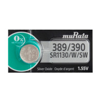 one (1) Murata 389/390 Silver Oxide Batteries (SR1130/W/SW ), Replaces Sony